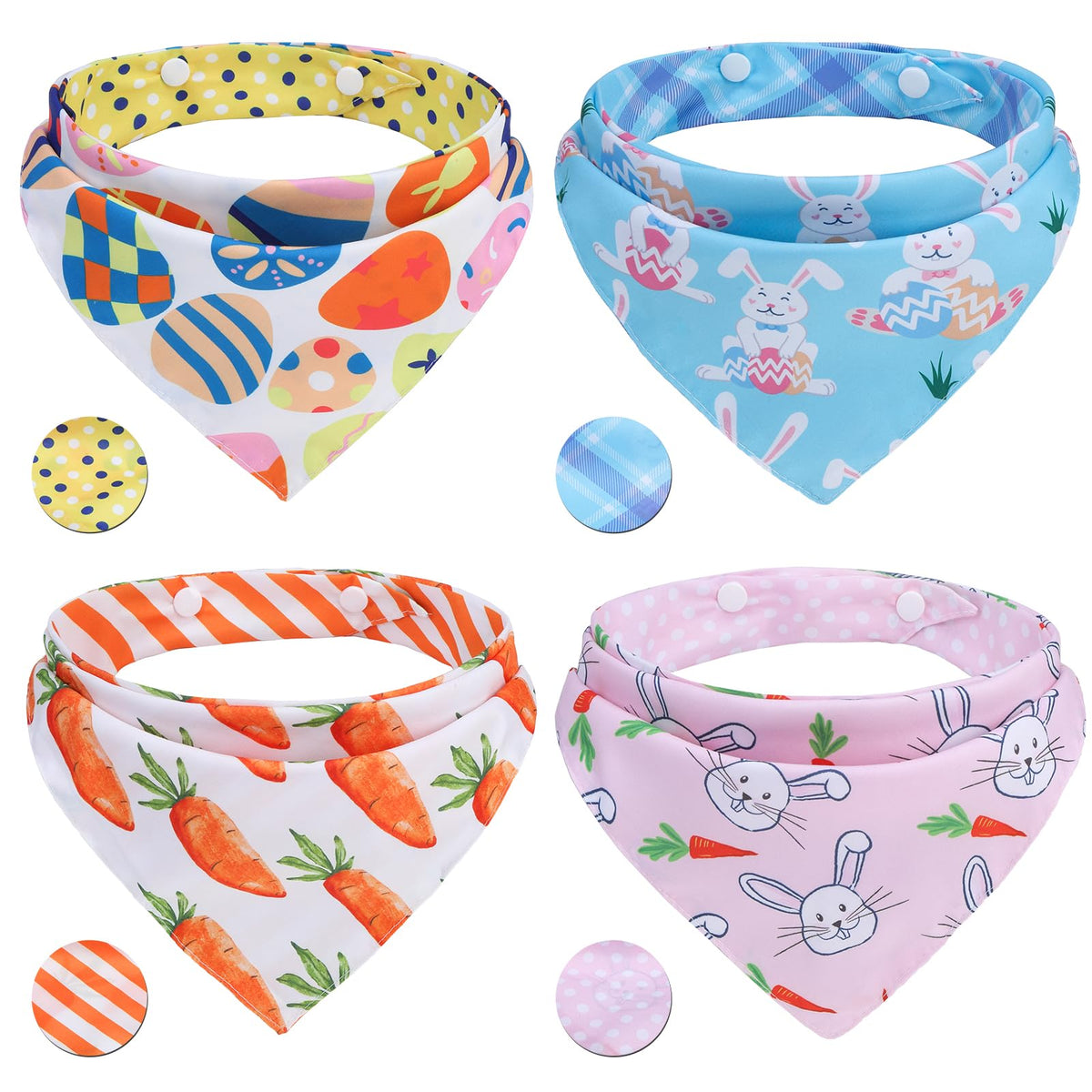PAWCHIE Dog Bandanas Small Reversible Styles Pet Triangle Scarf Bibs - Adjustable with Two Snaps - Kerchief Set Accessories for Dogs, Puppy, Cats Red