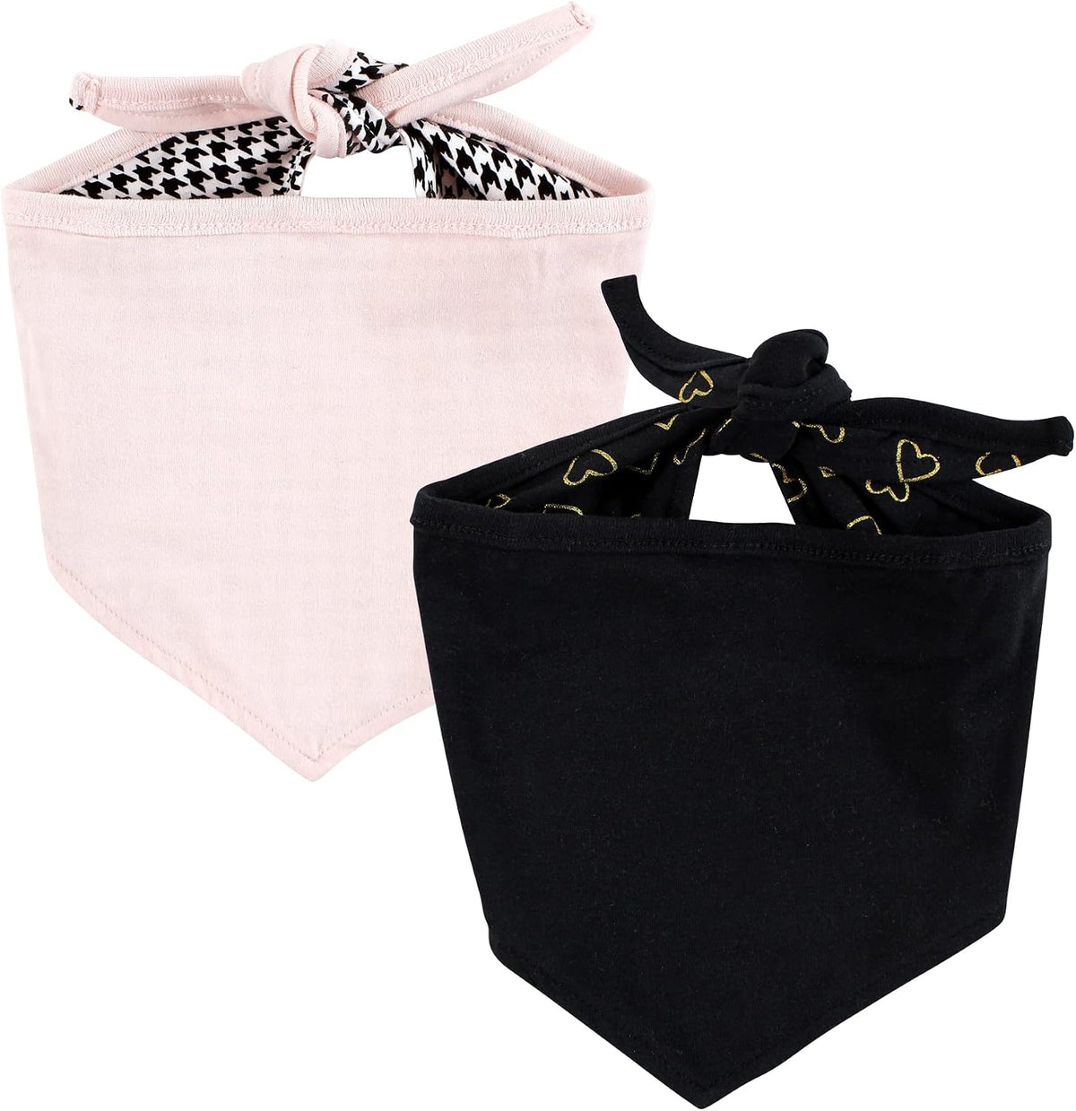 Luvable Friends Dog Reversible Pet Dog and Cat Bandana Bibs 2pk, Houndstooth Hearts, One Size
