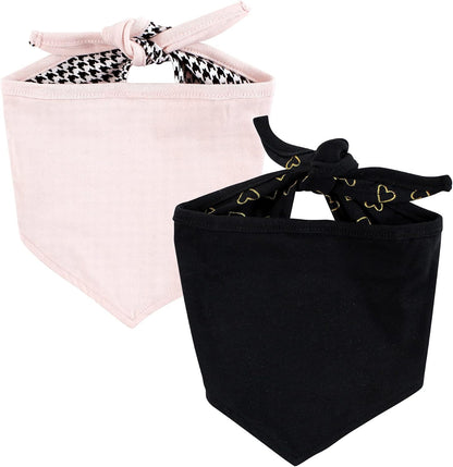 Luvable Friends Dog Reversible Pet Dog and Cat Bandana Bibs 2pk, Houndstooth Hearts, One Size