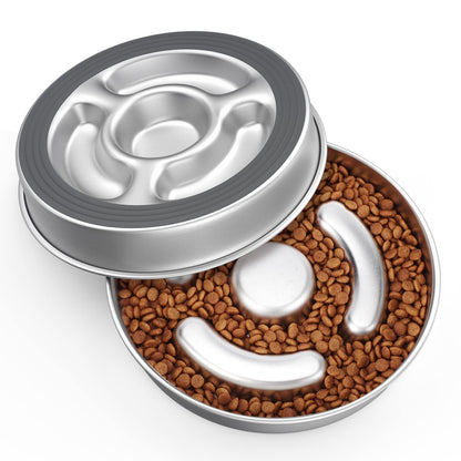 AIPERRO Slow Feeder Dog Bowl Stainless Steel, Metal Non-Slip Dog Food Bowls