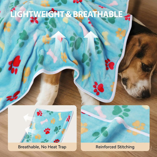 LINENLUX Dog Blankets 3-Pack, Super Soft Fluffy Fleece Pet Throw Warm