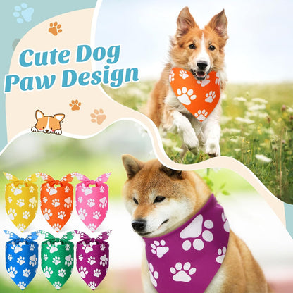 Sanwuta 60 Pcs Paw Print Dog Bandanas Bulk, National Dog Day Party