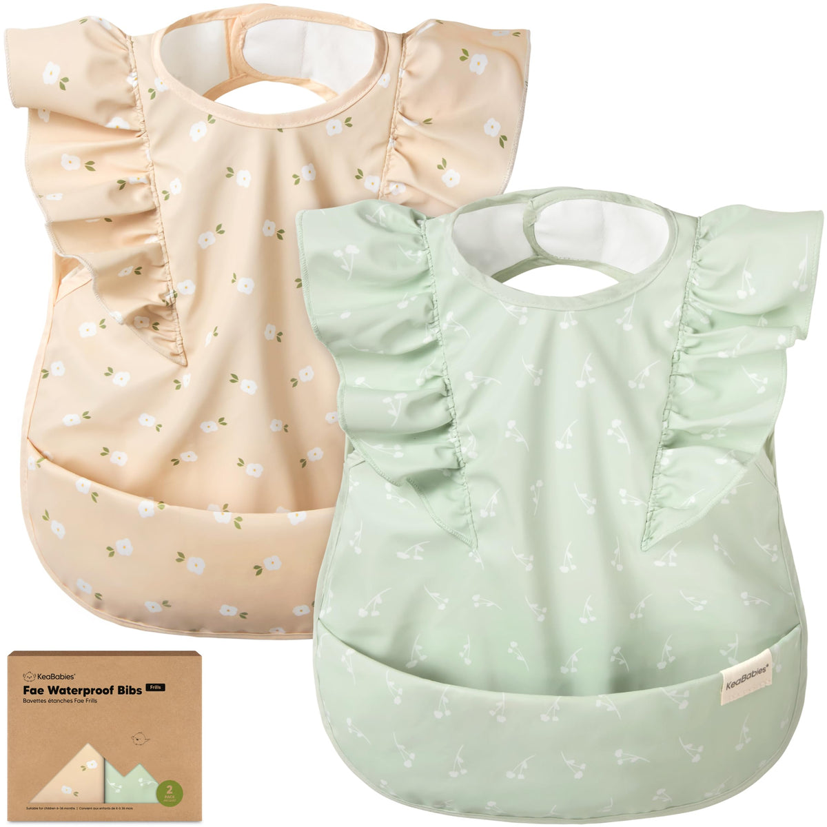 KeaBabies Waterproof Bibs for Baby Girl,Boy, 2-pk Lightweight (Pets & Paws)