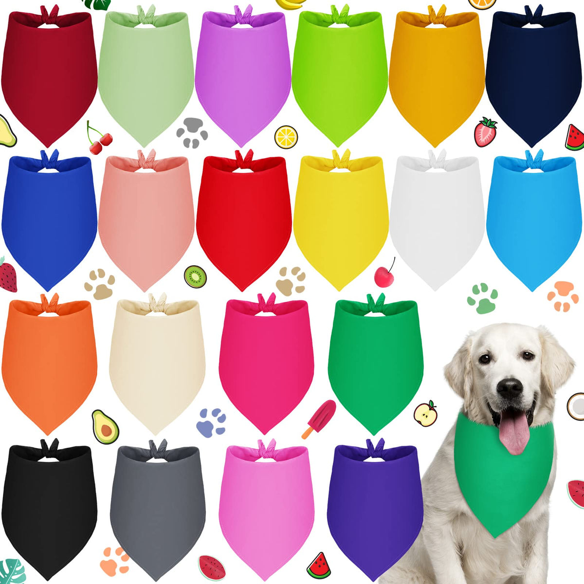 Saintrygo 20 Pcs Plain Dog Bandana Bulk for Puppy Dog, 32 x 22 x 22 Inches
