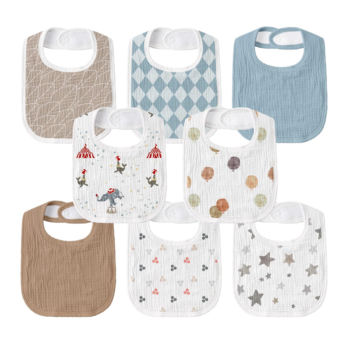 Muslin Bibs for Baby Girl, Adjustable Fit for Drooling and Teething Toddler