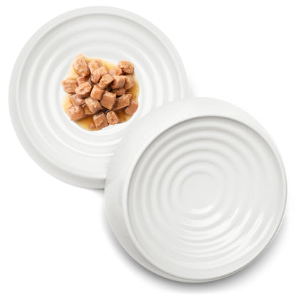 CatGuru Cat Bowls, Whisker Friendly Food Bowl for Indoor Cats, Reliefs Whisker Fatigue, Wide Kitten Dish, Non Slip Pet Dishes, Shallow Pet Plates (Marshmallow, (Pack of 2))