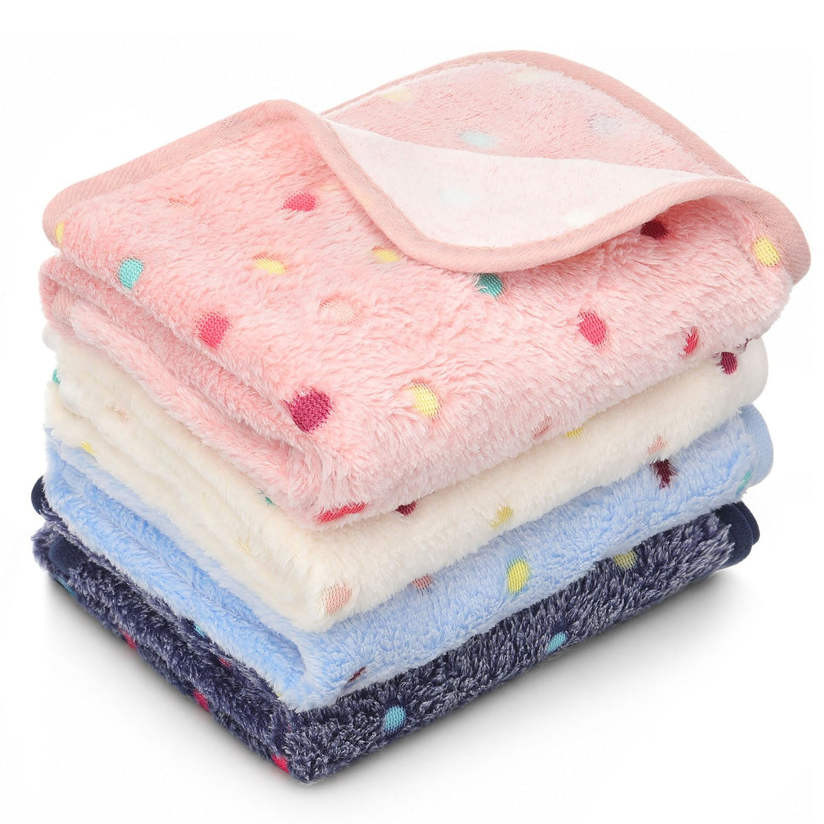 Tatuo 4 Pcs Fleece Dog Blankets for Puppy Cat, Mixed, 24 x 16 in, Paw