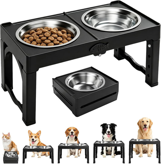 Black Elevated Dog Bowls Large Raised Dogs Bowl Stand Large/Medium Dogs