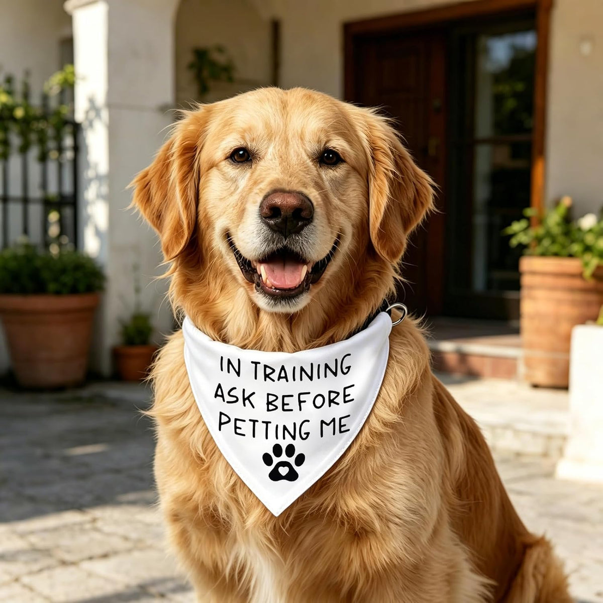 Funny Assistance Dog Bandana in Training Ask Before Petting Me Triangle Bibs Pet Scarf Gift for Dog (Ask Before Petting Me)