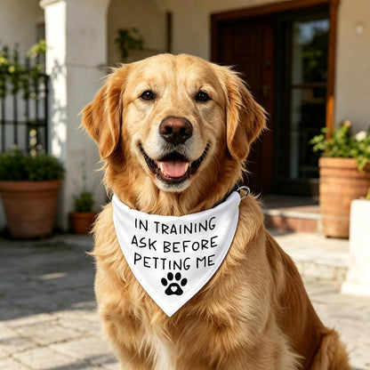 Funny Assistance Dog Bandana in Training Ask Before Petting Me Triangle Bibs Pet Scarf Gift for Dog (Ask Before Petting Me)