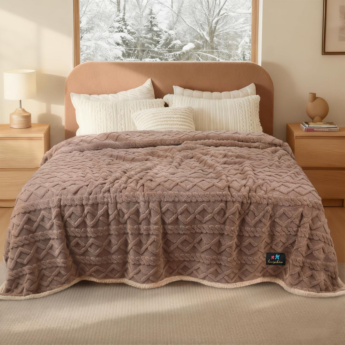 Luciphia Waterproof Blanket for Twin Bed Reversible Fleece Couch Cover
