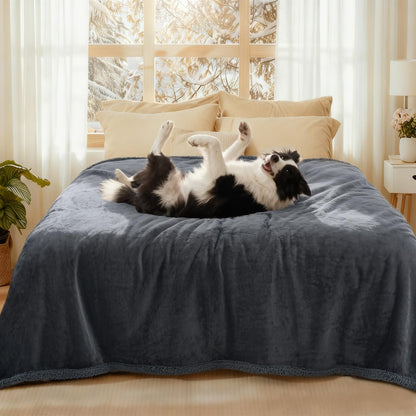 Luciphia Waterproof Bed Blanket Washable,Soft Sherpa Fleece Puppy Reversible Throw Blankets for Small Dog Cat, Furniture Cover Protector Couch Bed from Liquid Pee and Pet Fur, Black, 40" x 28"