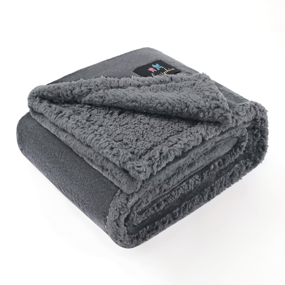 Luciphia Waterproof Bed Blanket Washable,Soft Sherpa Fleece Puppy Reversible Throw Blankets for Small Dog Cat, Furniture Cover Protector Couch Bed from Liquid Pee and Pet Fur, Black, 40" x 28"