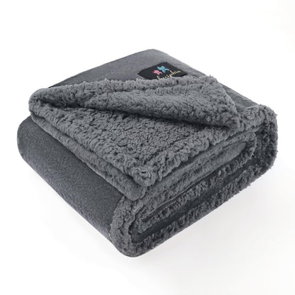 Luciphia Waterproof Bed Blanket Washable,Soft Sherpa Fleece Puppy Reversible Throw Blankets for Small Dog Cat, Furniture Cover Protector Couch Bed from Liquid Pee and Pet Fur, Black, 40" x 28"