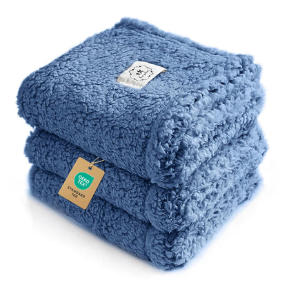 1 Pack 3 Calming Blankets Fluffy Premium Fleece Pet Blanket Soft Sherpa Throw for Dog Puppy Cat Beige Large (41" x31'')