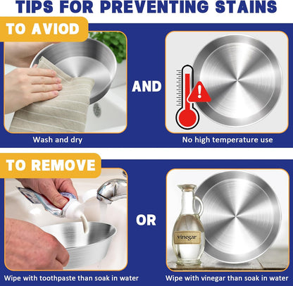 2-Pack 304 Stainless Steel Cat Food Bowls, Non-Slip Basic Dishes