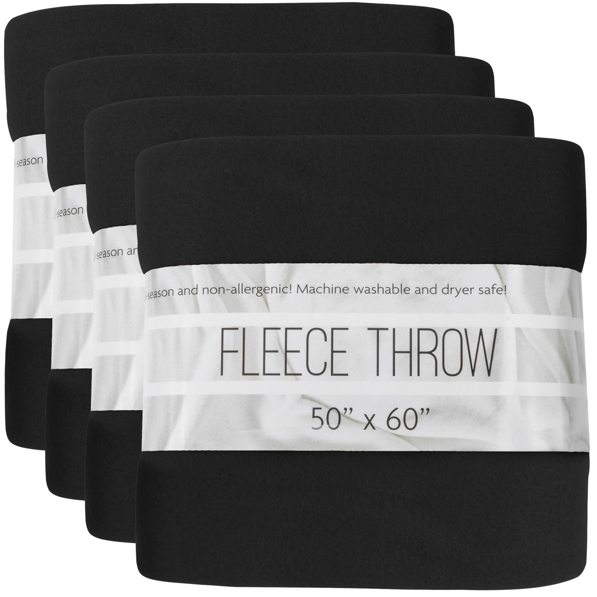 (24 Pack) Bulk Fleece 50x60 Throw Blankets for Wedding Favors, Homeless Women, Men, Homes, Bed, Sofa, Couch, Office, Pet Blankets, Travel | Soft Warm Lightweight Throw Blankets in Bulk (Black)
