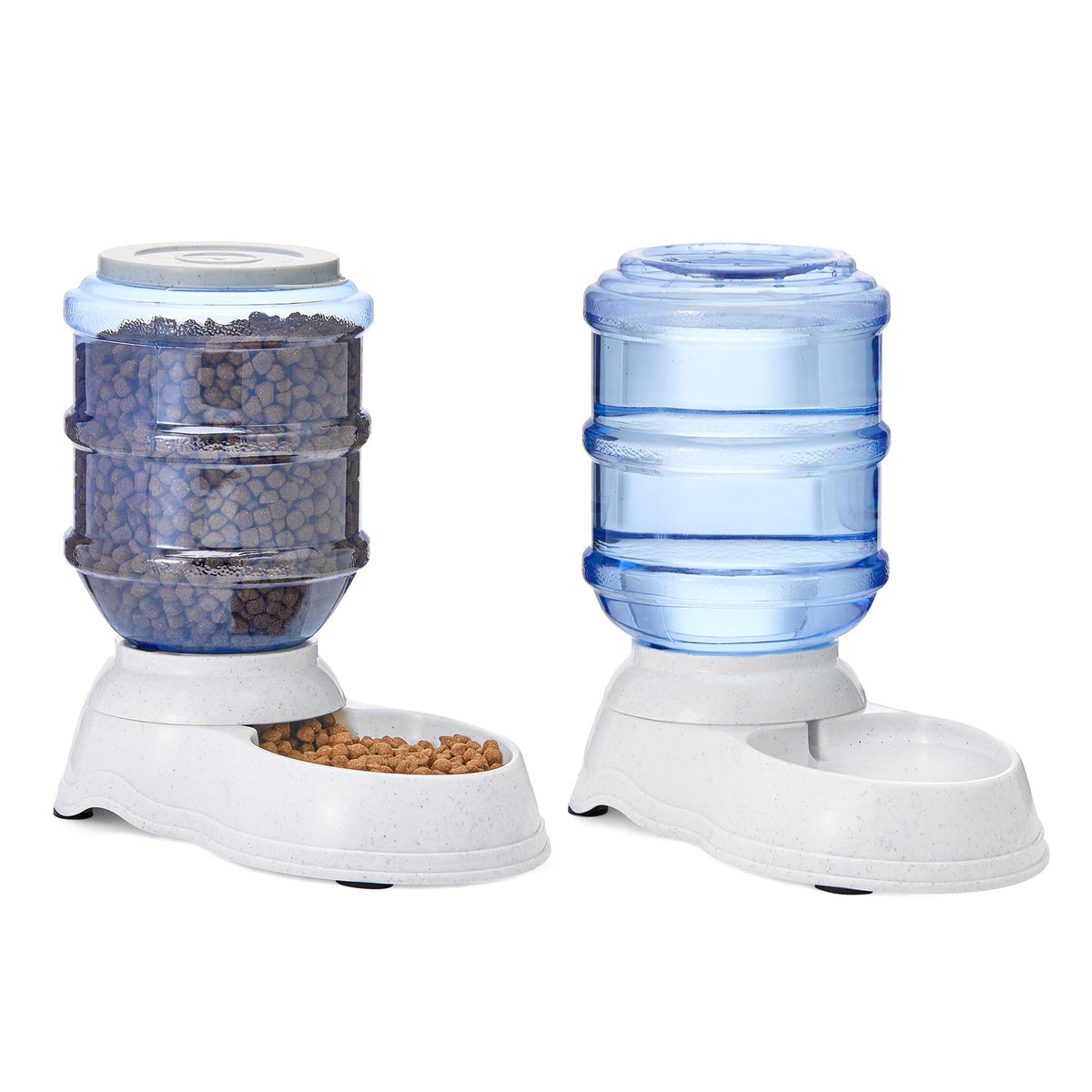 Amazon Basics Automatic Pet Water Dispenser and Gravity Food Feeder Set for Cat and Dog, Easy to Clean, 152fl.oz food feeder, 135.3fl.oz water dispenser, Small, Pack of 2