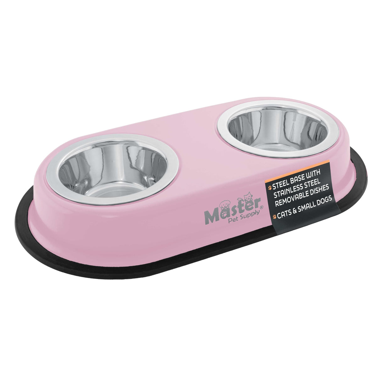 Master Pet Supply Double Dog Bowls Set with Elevated Base Black Velvet