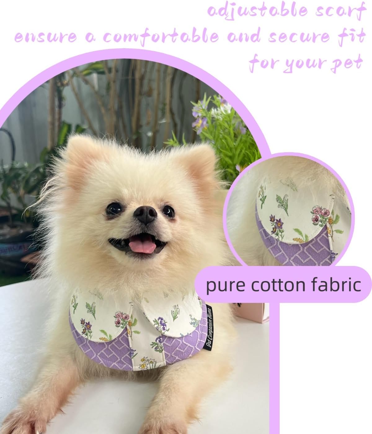 Adjustable, Reusable Cat and Dog Bib for Eating or Playtime — Universal Pet Accessory (Purple, M)