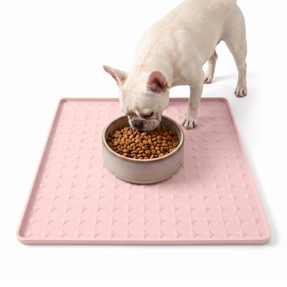 Extra Large 34x22 Inch Machine Washable Silicone Pet Food Mat - Waterproof Dog & Cat Bowl Mat with Raised Edge, Non-Slip Floor Protector for Large Dogs, Multi-Pet Homes (Grey)