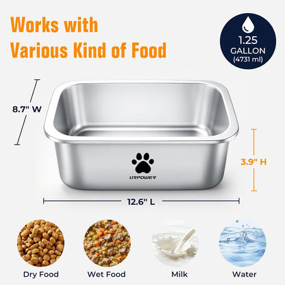 URPOWER 2 Pack 1.25 Gallon Large Dog Water Bowl Stainless Steel Dog Bowls