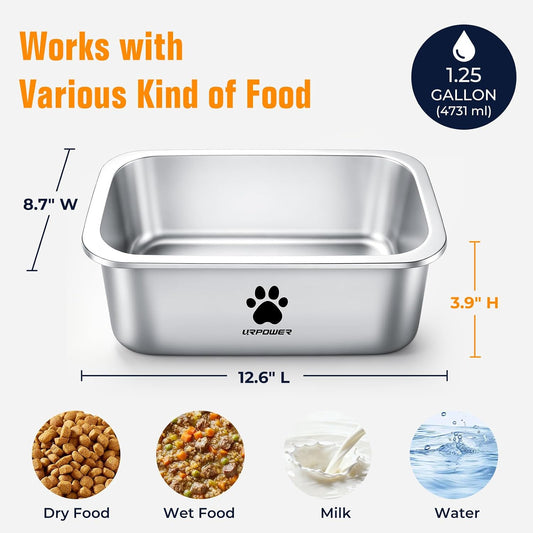 URPOWER 2 Pack 1.25 Gallon Large Dog Water Bowl Stainless Steel Dog Bowls
