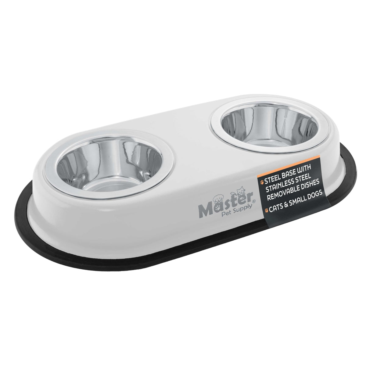 Master Pet Supply Double Dog Bowls Set with Elevated Base Black Velvet