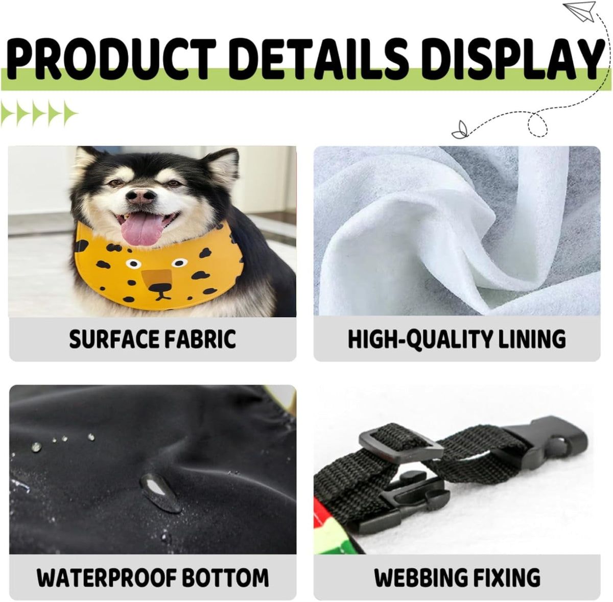 Dog Bandana Exquisite Printing Waterproof Cute Comfortable Upright Dog Drool Bib Adjustable Bib Handkerchief Accessories for Medium, Large and Extra-Large Dogs (XXL,Color 8)