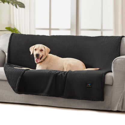 Luciphia Waterproof Bed Blanket Washable,Soft Sherpa Fleece Puppy Reversible Throw Blankets for Small Dog Cat, Furniture Cover Protector Couch Bed from Liquid Pee and Pet Fur, Black, 40" x 28"