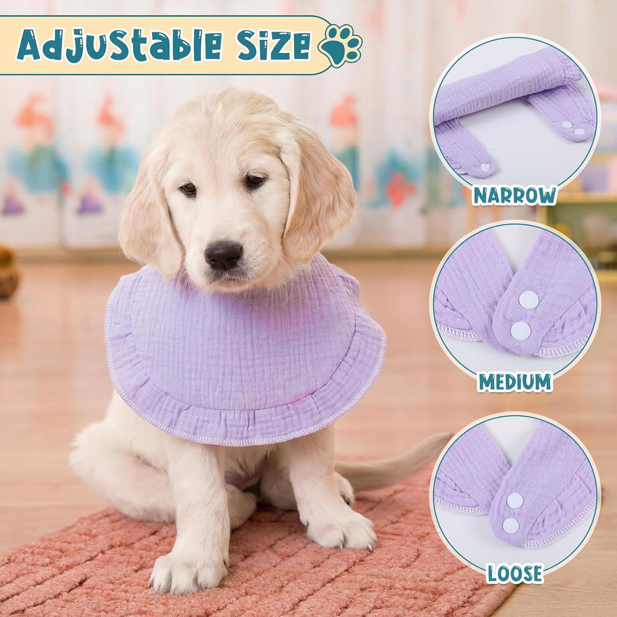 Shinylin 8 Pcs Muslin Cotton Square Bandanas Reversible Pet Bibs Scarf Pet Scarves with Two Snaps Apparel Accessories Kerchief for Small to Medium Puppy Cat (Fresh Color)