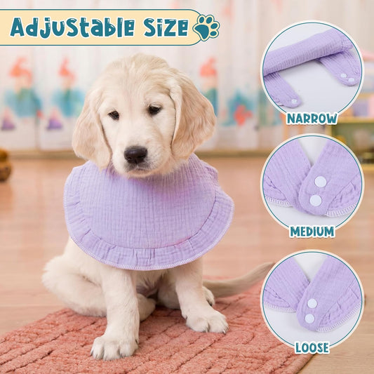 Shinylin 8 Pcs Muslin Cotton Square Bandanas Reversible Pet Bibs Scarf Pet Scarves with Two Snaps Apparel Accessories Kerchief for Small to Medium Puppy Cat (Fresh Color)