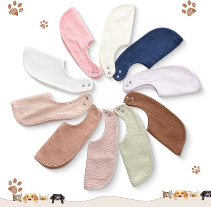 Shinylin 10 Pcs Muslin Cotton Square Dog Bandanas Reversible Pet Bibs Scarf Dog Scarves with Two Snaps Apparel Accessories Kerchief for Small to Medium Puppy Cat (Bright Color)