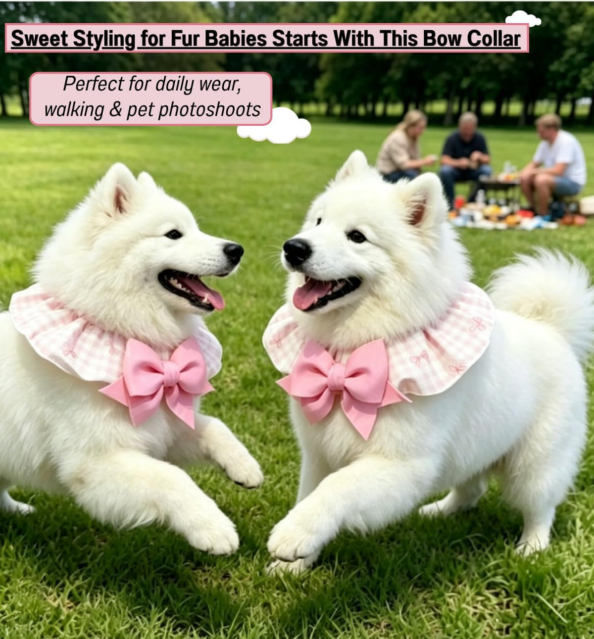 2Pack Pet Bib Bowknot Tie Collar, Cat Dog Cute Plaid Neckwear, Adjustable Decorative Necklace for Daily Wear & Photoshoots (PinkBlue)