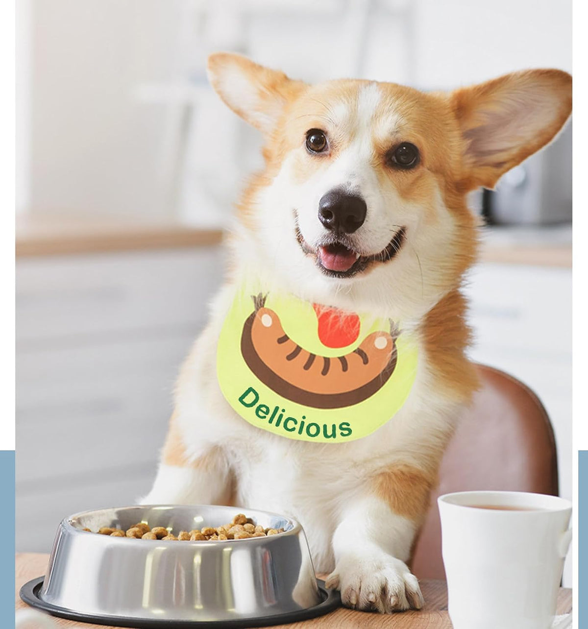 Dog Bandana Sausage Waterproof Cute Comfortable Dog Drool Bib Adjustable Bib Handkerchief Accessories for Small, Medium, Large and Extra-Large Dogs (XL,Brown)