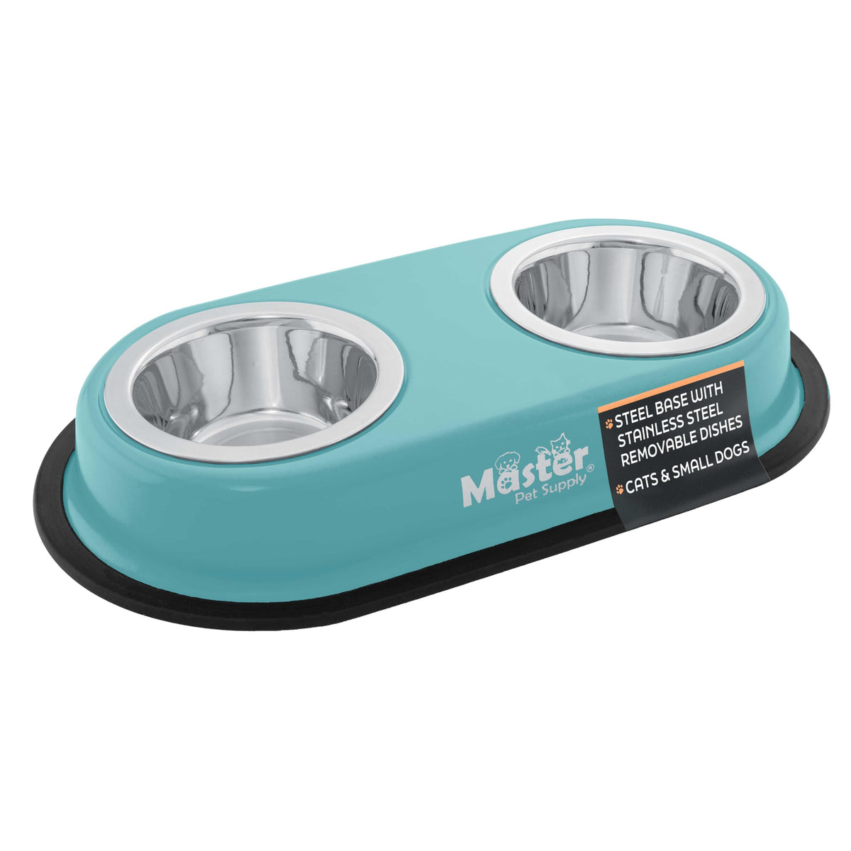 Master Pet Supply Double Dog Bowls Set with Elevated Base Black Velvet