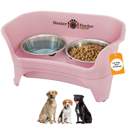 Neater Feeder Express Mess Proof Cat Bowls Elevated, No Spill Feeding Station, Stainless Steel Dishes for Food and Water, Raised Bowls for Indoor Cats, No Fatigue Whisker Friendly Dish, Grey