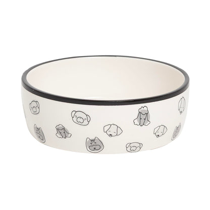 Pearhead Ceramic Dog Bowl - Woof Speckled Pet Food & Water Dish, 20 oz