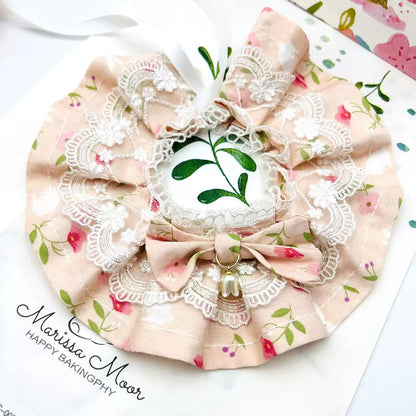 Floral & Lace Bandana Collar Set for Dogs and Cats, Hair Clip Scarf Bib