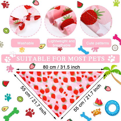 Frienda 20 Pcs Summer Spring Dog Bandanas Hawaiian Style Washable Triangle Pet Bibs Assortment Puppy Kerchief Accessories for Small Medium Pets Dogs Cats(X-Large)
