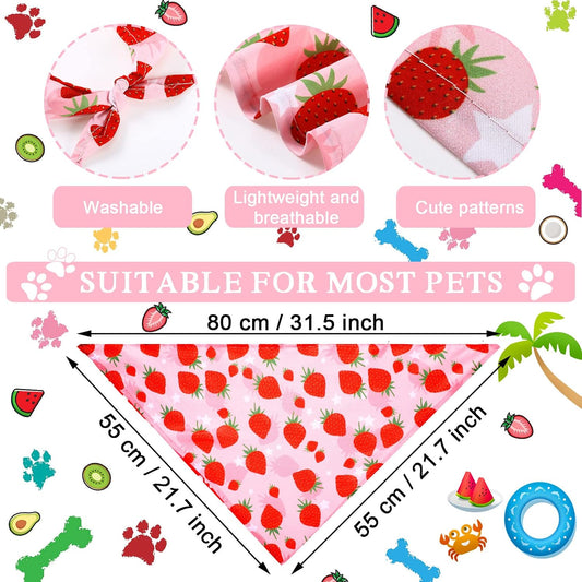 Frienda 20 Pcs Summer Spring Dog Bandanas Hawaiian Style Washable Triangle Pet Bibs Assortment Puppy Kerchief Accessories for Small Medium Pets Dogs Cats(X-Large)