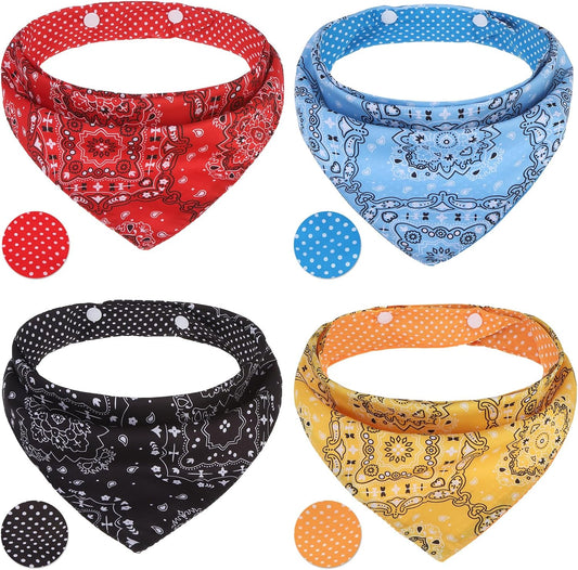 PAWCHIE Dog Bandanas Small Reversible Styles Pet Triangle Scarf Bibs - Adjustable with Two Snaps - Kerchief Set Accessories for Dogs, Puppy, Cats Red