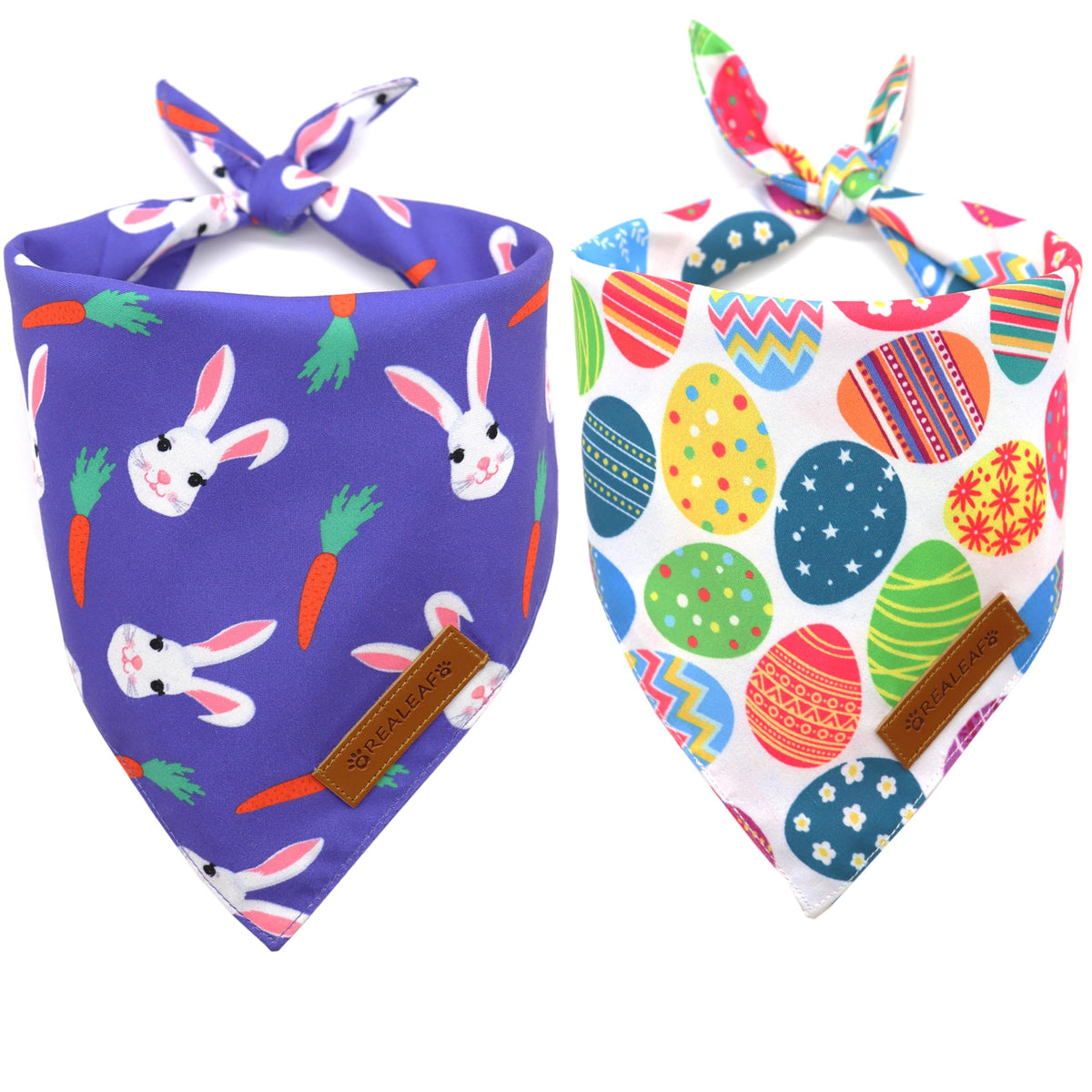 Realeaf Thanksgiving Dog Bandanas 2 Pack,Turkey Pumpkins Fall Stripe Pet Scarf for Boy and Girl, Premium Durable Fabric, Reversible Holiday Bandana for Medium and Large Dogs Pets