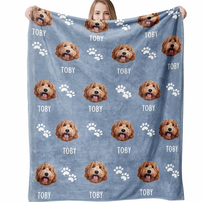 Custom Blanket with Pet Picture & Name, Personalized Photo Funny Cat Dog Face Throw Blanket, Printed Soft Warm Plush Fleece Customized Blanket for Couch Bed Sofa, Gifts for Dog Dad Mom Pet Lovers