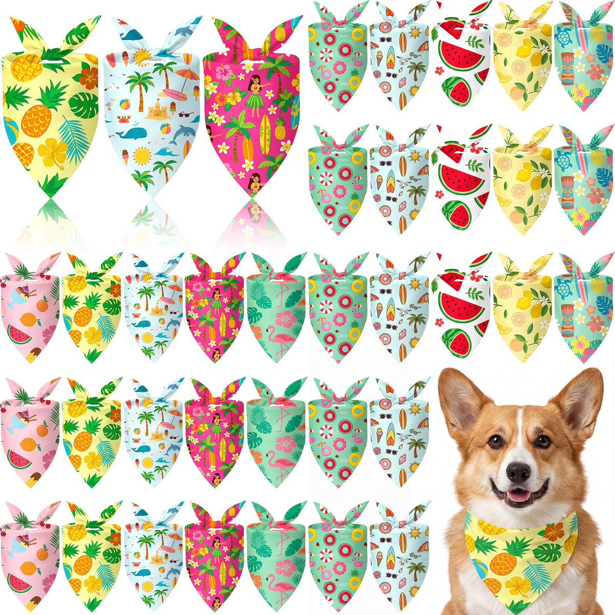 Weewooday 50 Pcs Fall Dog Bandanas Bulk for Autumn Pet Soft Bibs Adjustable Squirrel Fox Hedgehog Kerchief Bandana for Small Medium Large Grooming Accessories (Fall Animals, 25.6 x 17.7 x 17.7 Inch)