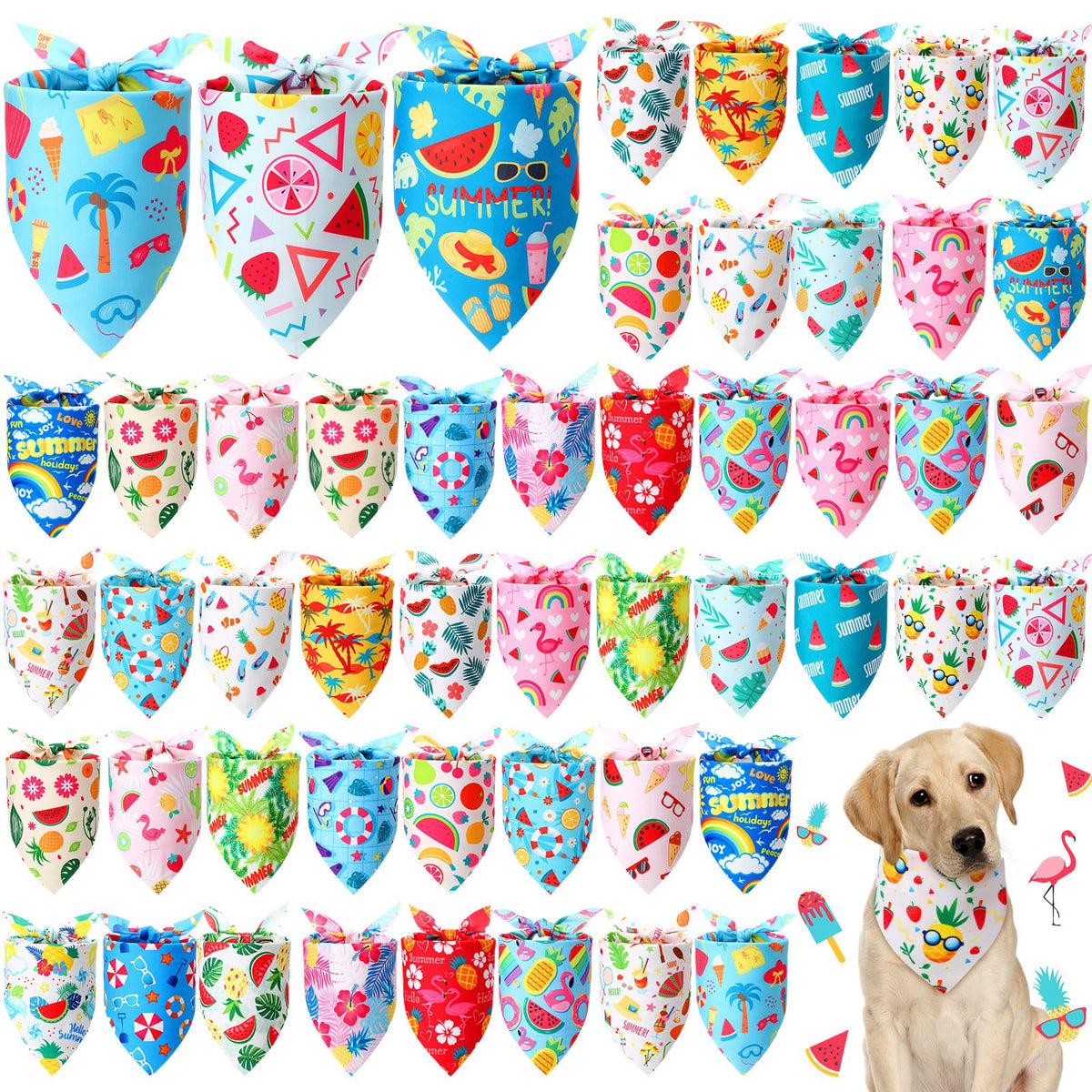 Preboun 50 Pcs Fall Dog Bandanas Bulk, Autumn Pumpkin Maple Leaves Pattern