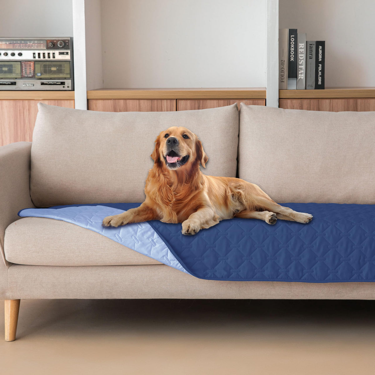 gogobunny Waterproof Pet Blanket for Bed, Washable Couch Cover for Dog Cat
