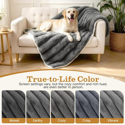 Dog Blanket for Small Dogs, Soft Rabbit Fur Puppy Blanket 25x35 Grey