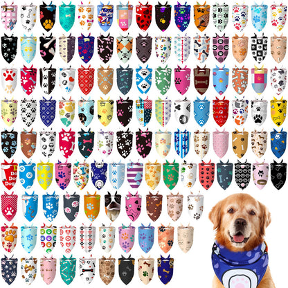 Huhumy 100 Pcs Paw Dog Bandanas Bulk Pet Paw Grooming Bandanas for Dogs