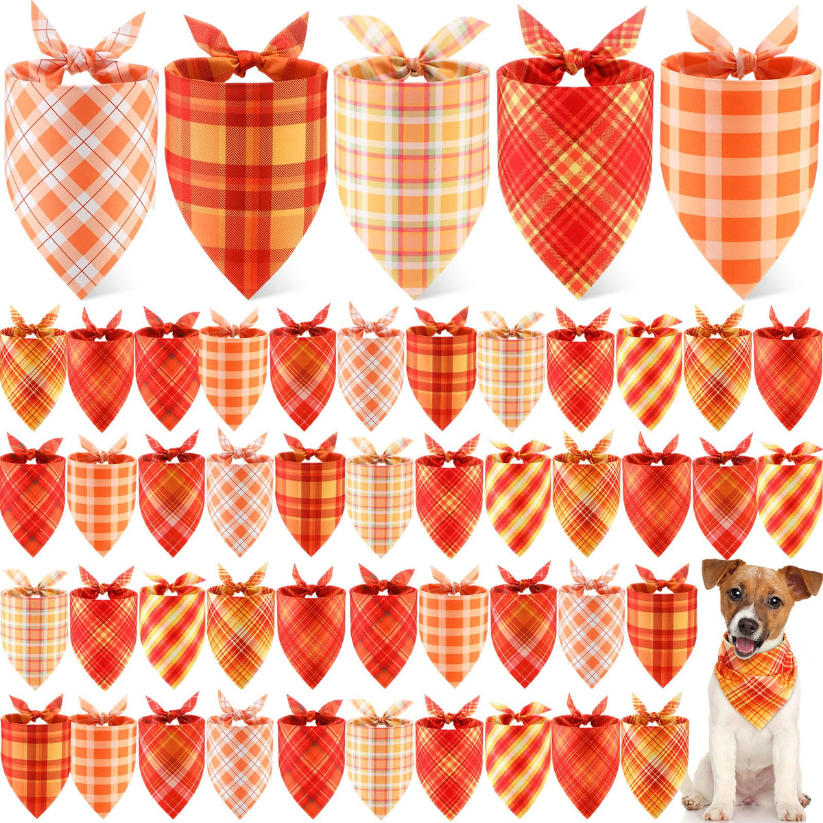 Weewooday 50 Pcs Fall Dog Bandanas Bulk for Autumn Pet Soft Bibs Adjustable Squirrel Fox Hedgehog Kerchief Bandana for Small Medium Large Grooming Accessories (Fall Animals, 25.6 x 17.7 x 17.7 Inch)